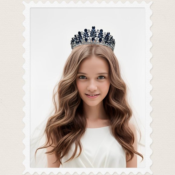 Blue Gemstone Hair Acessories, Silver Wedding Crown Headpiece, Anniversary Gift - Picture 6 of 6